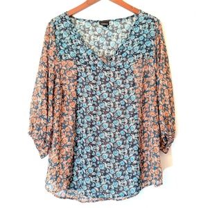 Torrid Boho Sheer Floral Blouse Size 1 (14/16)